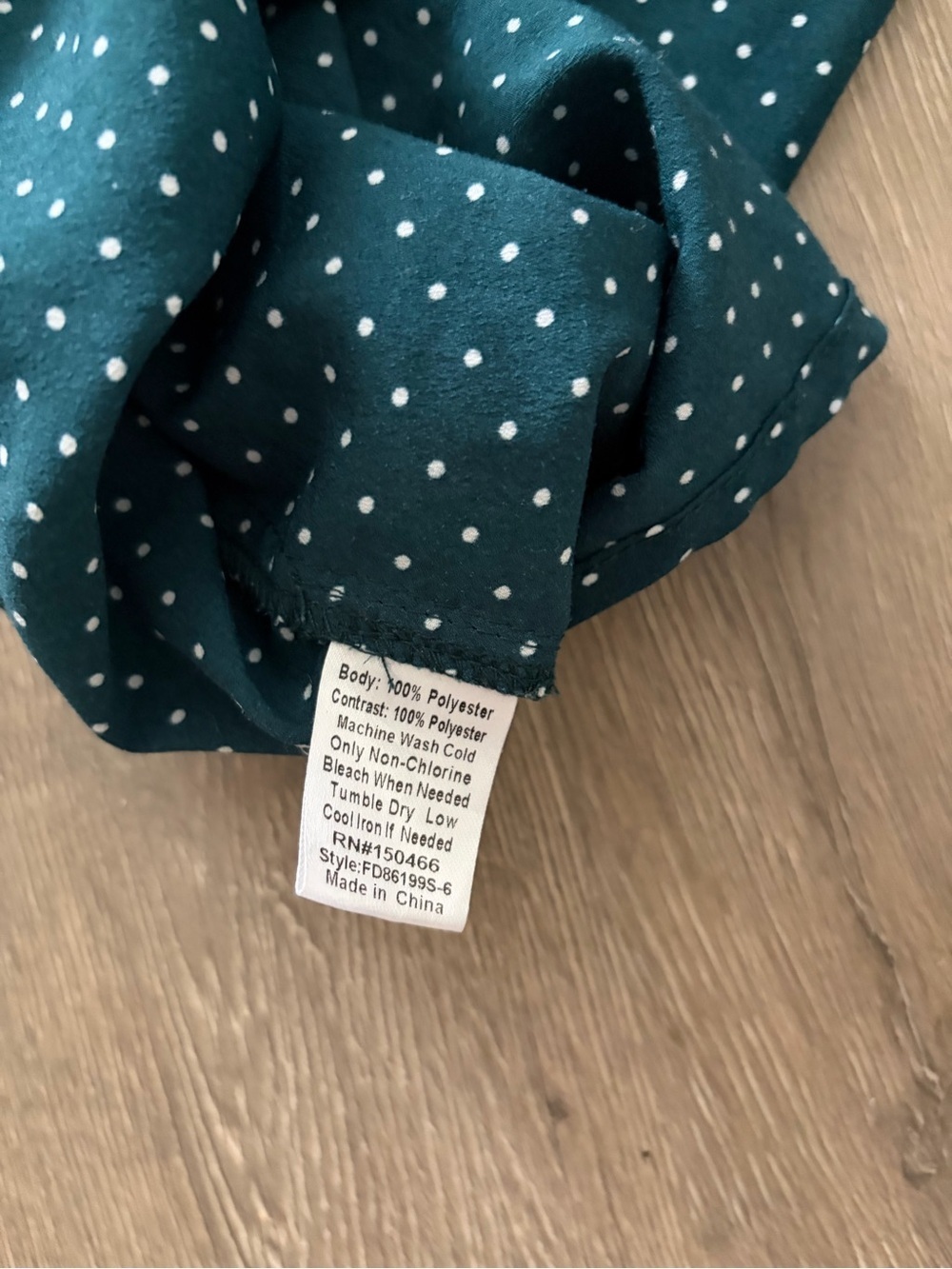 fun 2 fun Teal Polka Dot Cap-Sleeve V-Neck Blouse - Picture 4 of 5